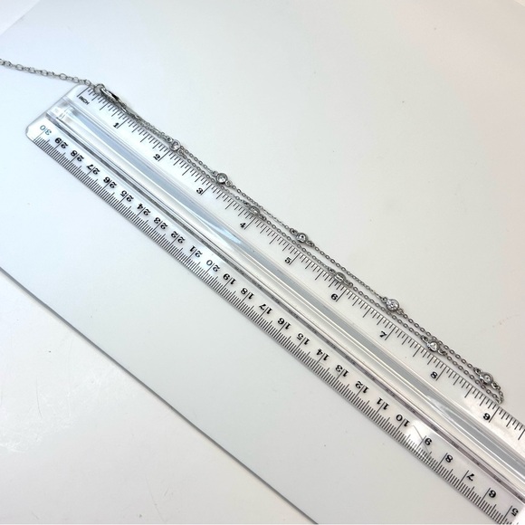 925 Sterling Silver and 8 CZ Crystal Necklace 18” with Extender 3” - Picture 12 of 12